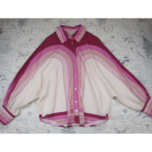 CIEBON WOMEN'S PINKs  CREAM DOLMAN LONG SLEEVE SHIRT BUTTON Size  SMALL S - Picture 1 of 6